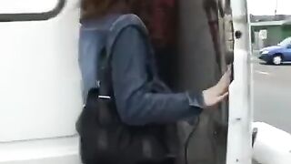 A hot girl is fucking with two guys in their car