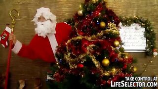 A Russian girl was fucked by five guys in Santa suits