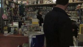 A girl was roughly fucked right in the store, near the fitting room