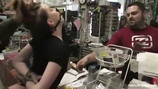 A girl was roughly fucked right in the store, near the fitting room