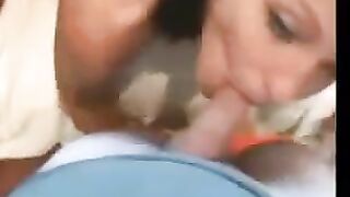 Guy finished on the face of a cute brunette after having sex with her