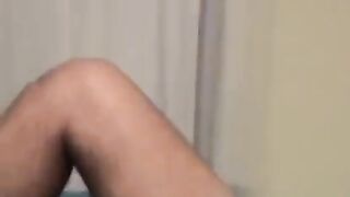 The guy masturbates his cock with his hand until he comes