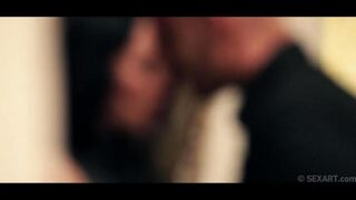 A man completely satisfied the sultry brunette Gina Devine’s desires