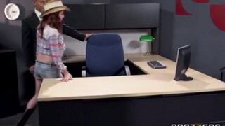 An Asian man is fucking his secretary at his workplace