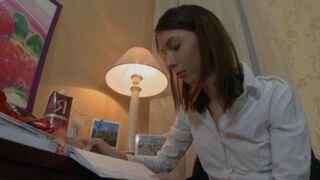 Russian Alena teaches English through booty shaking with an intense ass fuck