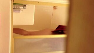 The hidden camera caught a girl taking shower