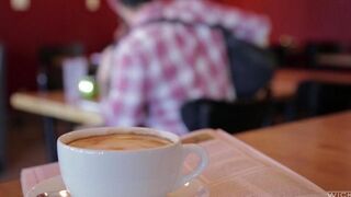 The guy met an Asian beauty in the cafe and took her to fuck