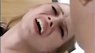 Fragile blonde gets her holes filled with fists in an intense eporn scene