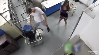 A girl is having sex, unaware of the camera in the washer