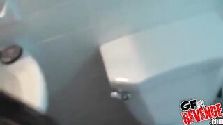 Homemade blowjob sex in the toilet bowl