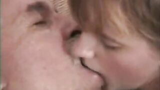 The grandfather stretched the finger of his granddaughter