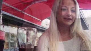 A sexy blonde with natural tits in a private scene