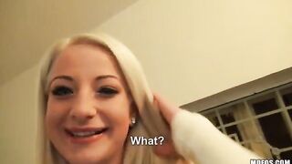 A sexy blonde with natural tits in a private scene