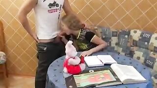 A schoolgirl is fucking instead of doing her lessons, just like many other 18-year-olds in similar scenarios