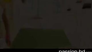 A cute brunette with natural tits had sex after listening to music