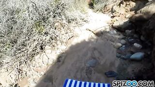 A girl with big natural tits is fucking outdoors with a guy in 4K