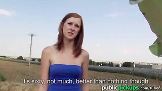 Fucked red-haired girl in the haystack outdoors