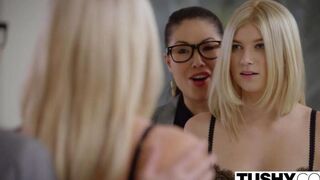 Blond in stockings gets a pussy full of cock and ass