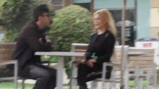 A blonde girl got into the car and was fucked right there