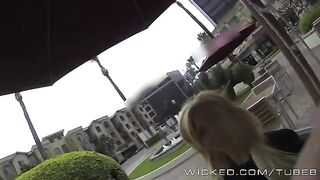 A blonde girl got into the car and was fucked right there