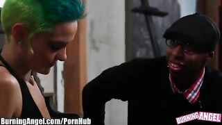 Blonde girl with black hair is fucking in her stockings