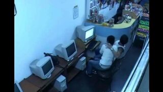 A cute girl masturbating on her webcam at the Internet cafe
