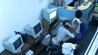 A cute girl masturbating on her webcam at the Internet cafe