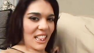 Two guys fuck a girl through her skirt in hardcore action