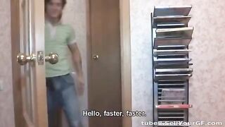 Young guy shooting home porn with skinny amateur with small tits
