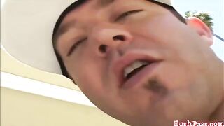 A guy is fucking his wife with a huge dick in HD