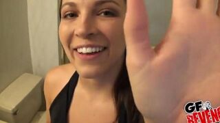 A beautiful woman quickly fucked in the bathroom, showcasing passionate homemade action