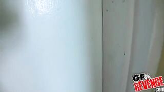A beautiful woman quickly fucked in the bathroom, showcasing passionate homemade action
