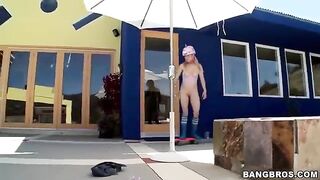 A blonde woman sucks a long dick of her new friend in POV style
