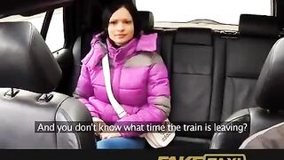 A hot chick screwed by a taxi driver in his car