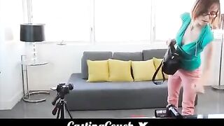 Small tits brunette gets fucked during her casting session