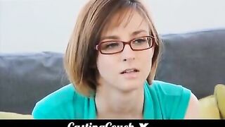 Small tits brunette gets fucked during her casting session