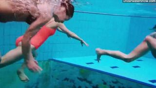 Naked beauties in the pool, hidden camera captured it all