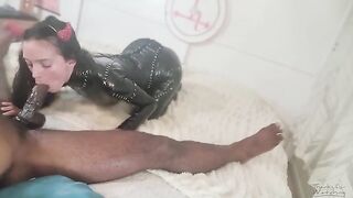 Petite succubus celebrates Halloween by summoning and milking a thick cock