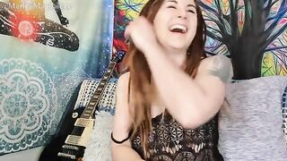 A funny hirsute girl removes all her clothes and reaches a climax