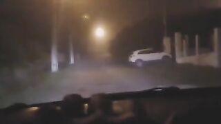 A sexy woman was exercising outdoors when a stranger approached her