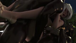2B Night Park Double Penetration [Grand Cupido] (Nier Automata) - hardcore action in a captivating scene