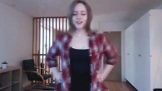 Skinny teen with small tits tries a big dildo