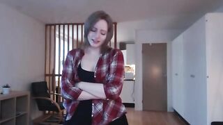 Skinny teen with small tits tries a big dildo