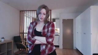 Skinny teen with small tits tries a big dildo