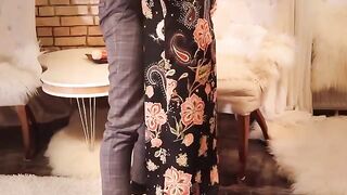 A hot vampire fuck with a sexy girl in a black dress and stockings