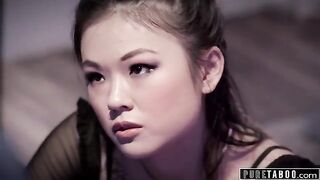 Petite teen Lulu Chu seduced and fucked her stepdad's best friend at his wake