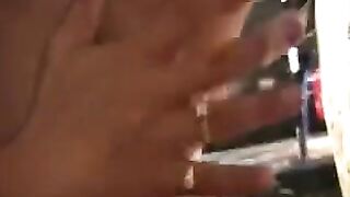 A man brought himself to orgasm with his cock and a powerful jet