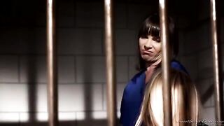 Two lesbian prisoners have fun in their cell, exploring every inch with passion