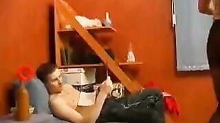 The guy poured hot semen on the ass of his mother, a Russian beauty