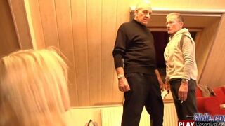A bearded man with gray hair penetrates a young member in this steamy scene